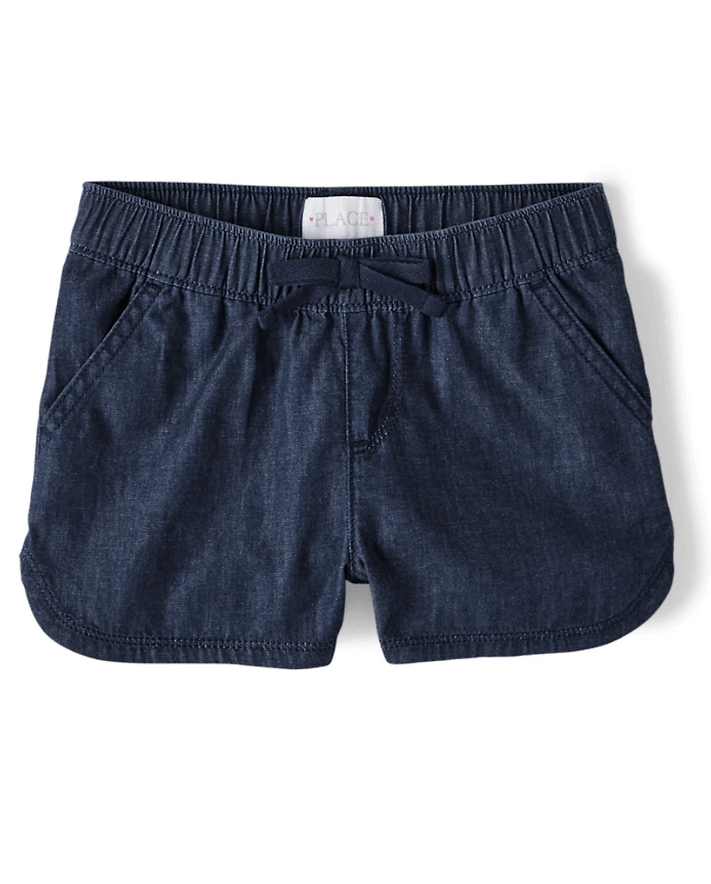 Girls Chambray Pull On Shorts