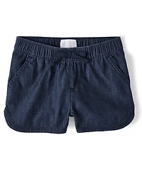 Girls Chambray Pull On Shorts