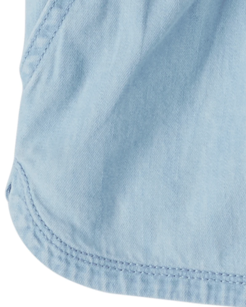 Girls Chambray Pull On Shorts