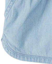 Girls Chambray Pull On Shorts