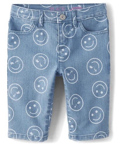 Short Denim jean Fille Happy Face