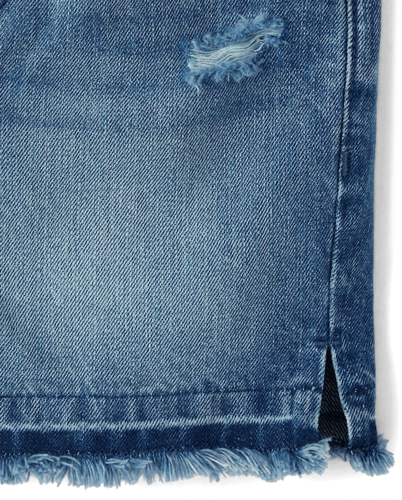 Short midi en jean pour fille