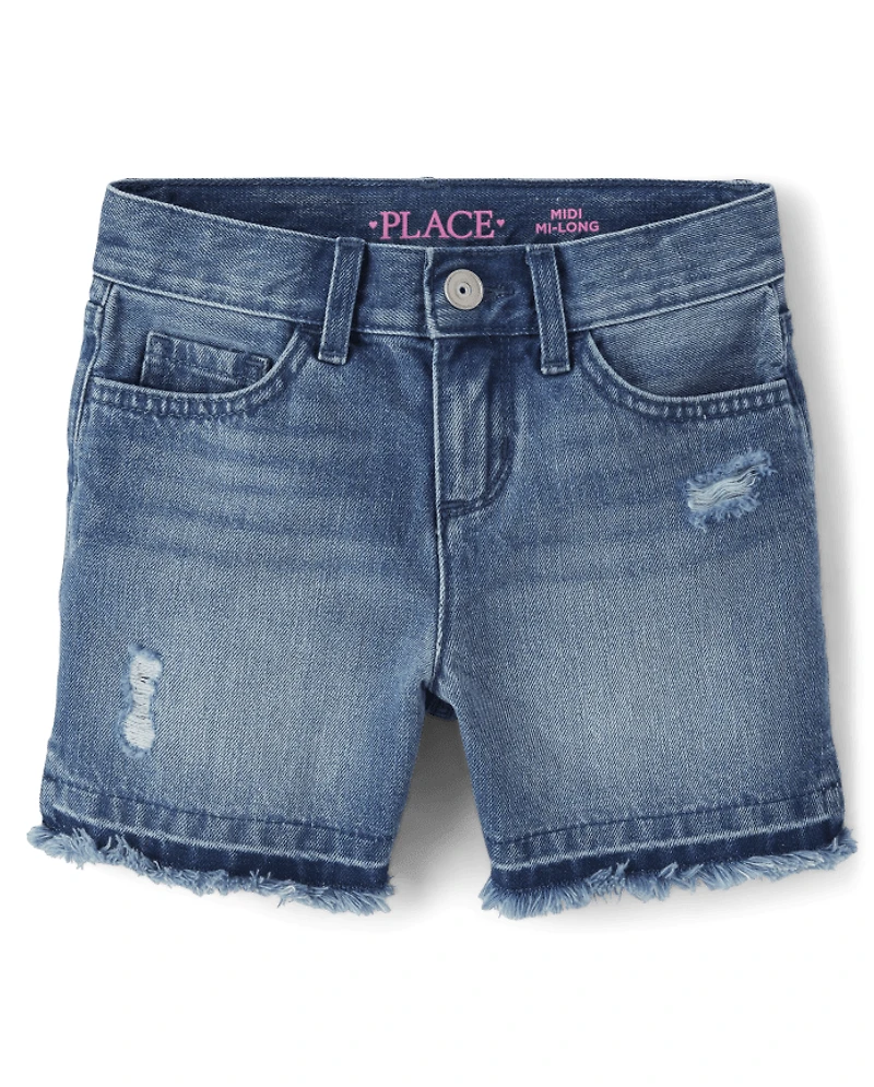 Short midi en jean pour fille