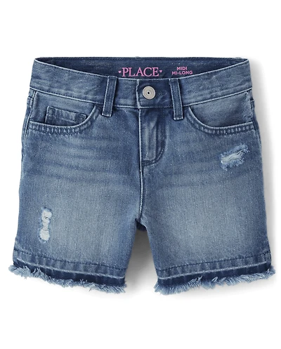 Short midi en jean pour fille