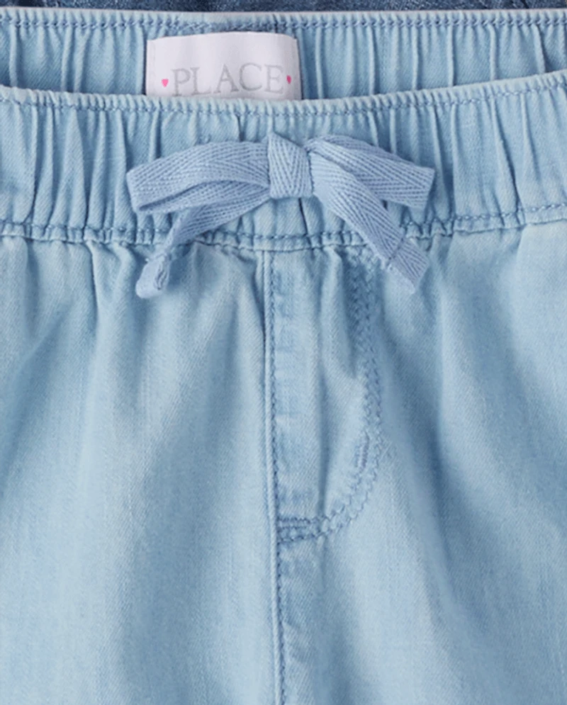 Girls Chambray Pull On Shorts 3-Pack