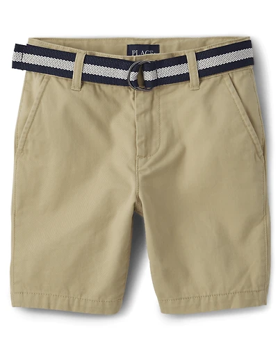 Short chino en coton ceinturé Garçon