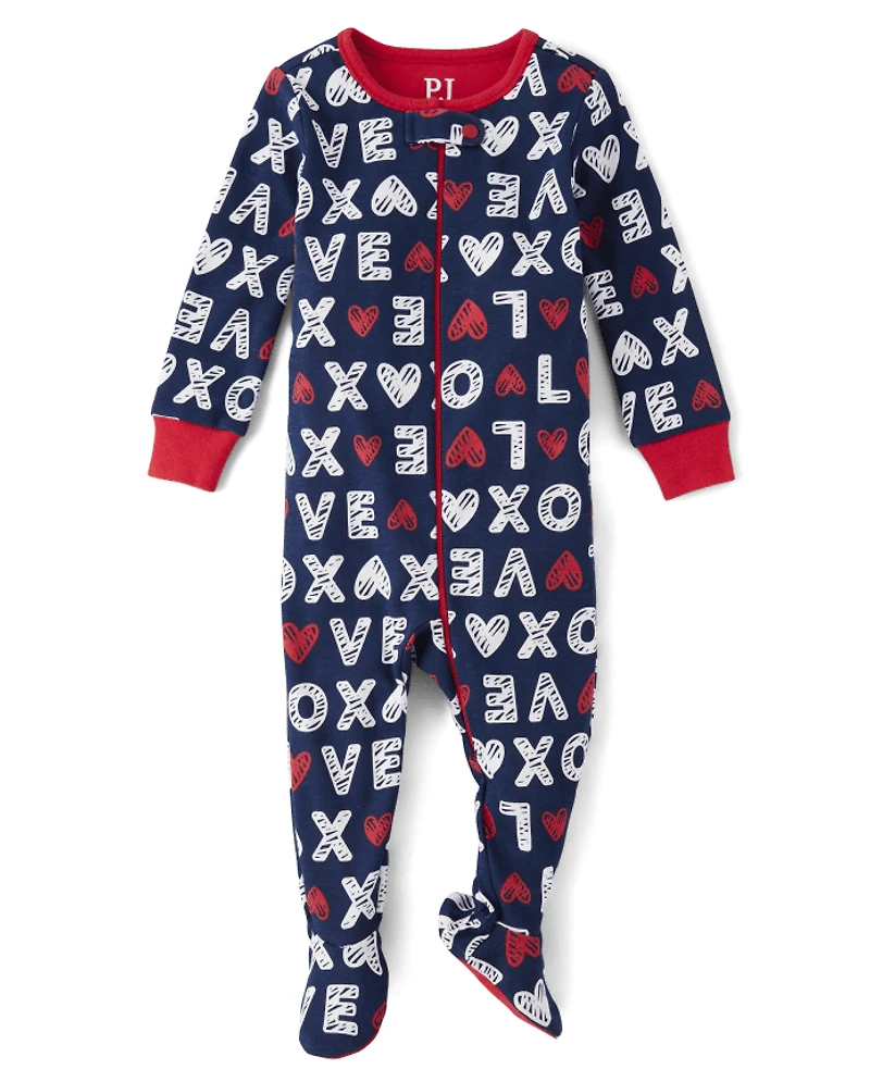 Baby And Toddler Matching Family Love Snug Fit Cotton Footed One Piece Pajamas