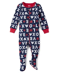 Baby And Toddler Matching Family Love Snug Fit Cotton Footed One Piece Pajamas