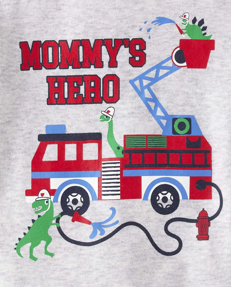 Baby And Toddler Boys Fire Truck Snug Fit Cotton Pajamas 2-Pack