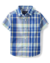 Baby And Toddler Boys Plaid Poplin Button Up Shirt