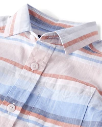 Baby And Toddler Boys Striped Chambray Button Up Shirt