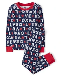 Kids Matching Family Love Snug Fit Cotton Pajamas