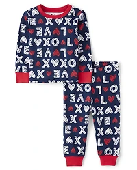 Pyjamas en coton ajustés assortis pour bébés et jeunes enfants, motif famille.