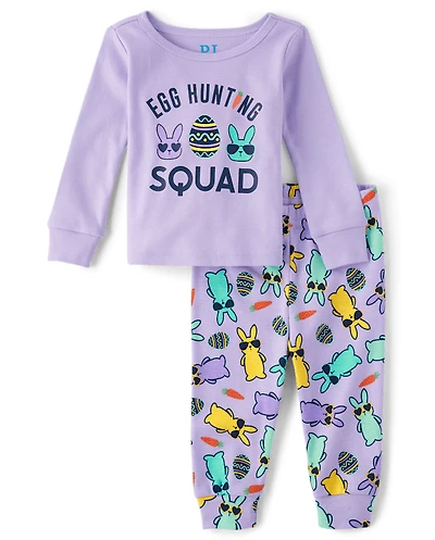 Baby And Toddler Girls Matching Family Egg Hunting Squad Snug Fit Cotton Pajamas