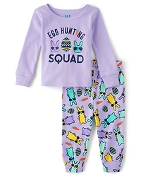 Baby And Toddler Girls Matching Family Egg Hunting Squad Snug Fit Cotton Pajamas