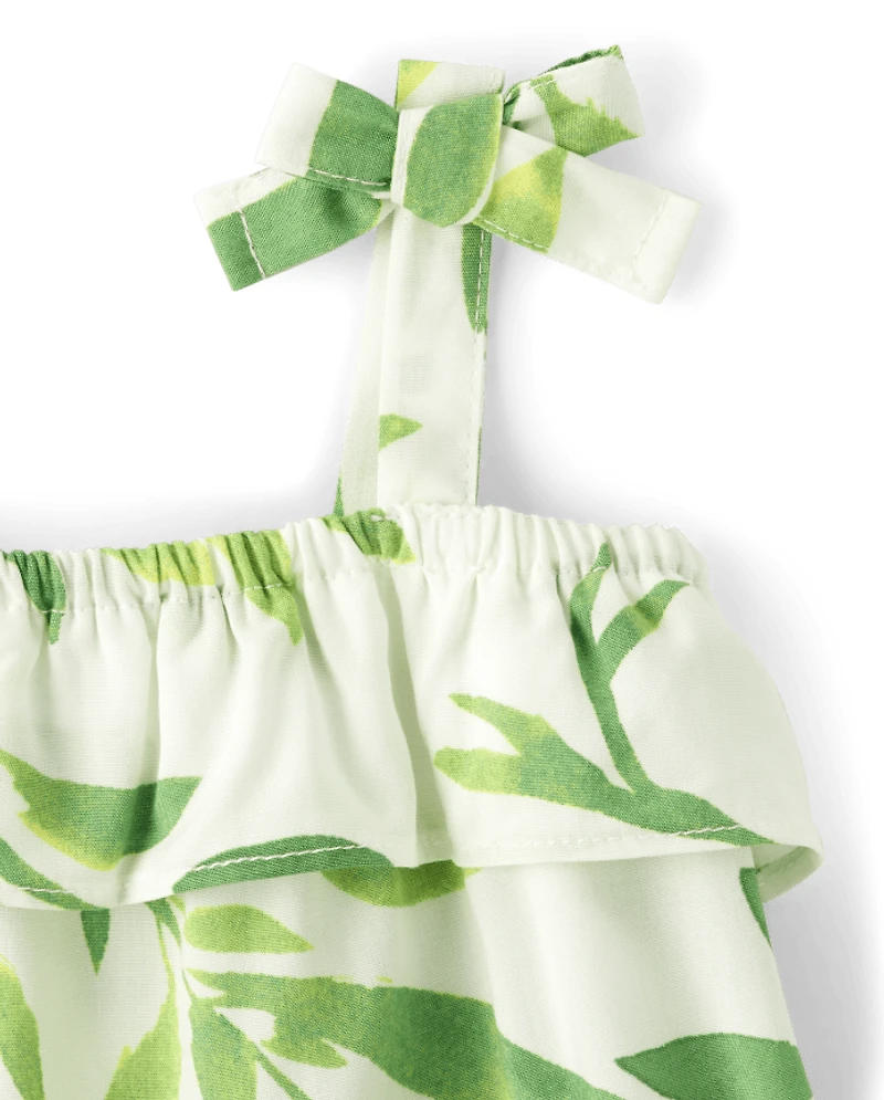 Baby Girls Matching Family Palm Leaf Ruffle Dress