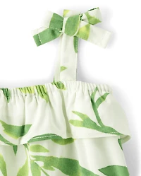 Baby Girls Matching Family Palm Leaf Ruffle Dress