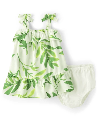 Baby Girls Matching Family Palm Leaf Ruffle Dress