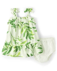 Baby Girls Matching Family Palm Leaf Ruffle Dress