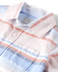 Baby Boys Dad And Me Striped Chambray 2-Piece Outfit Set