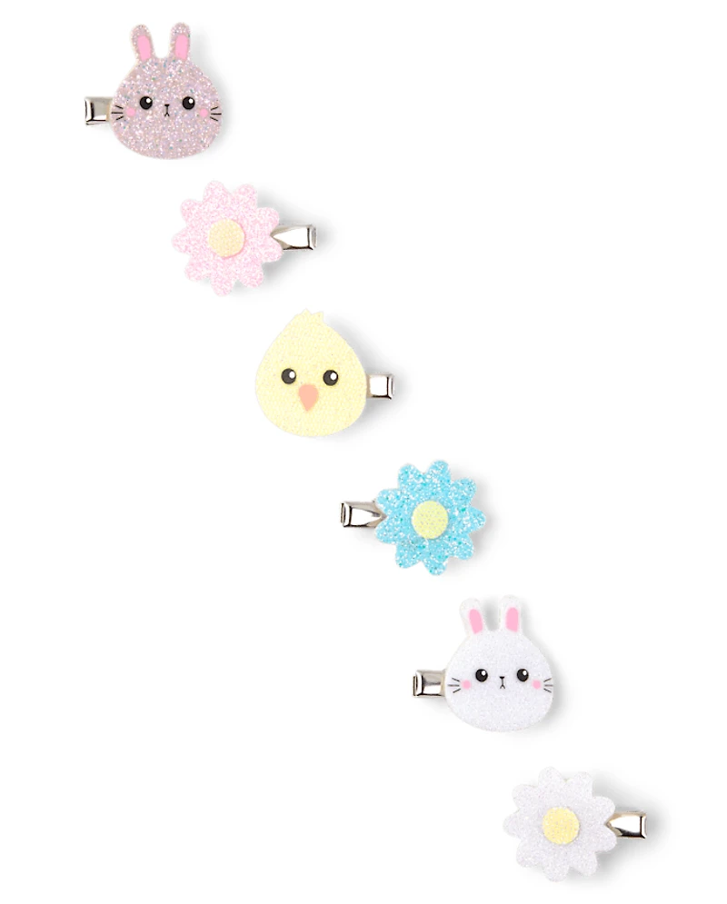 Girls Glitter Bunny Hair Clip 6-Pack