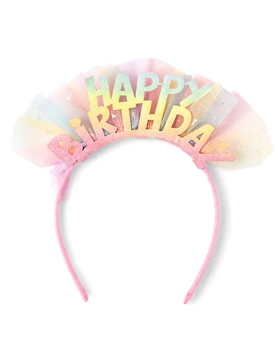 Girls Rainbow Happy Birthday Headband
