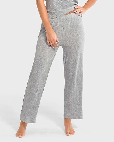 Womens Ribbed Ankle Pajama Pants
