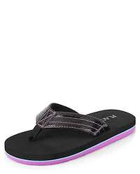 Girls Striped Glitter Flip Flops