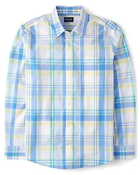 Mens Dad And Me Plaid Poplin Button Up Shirt