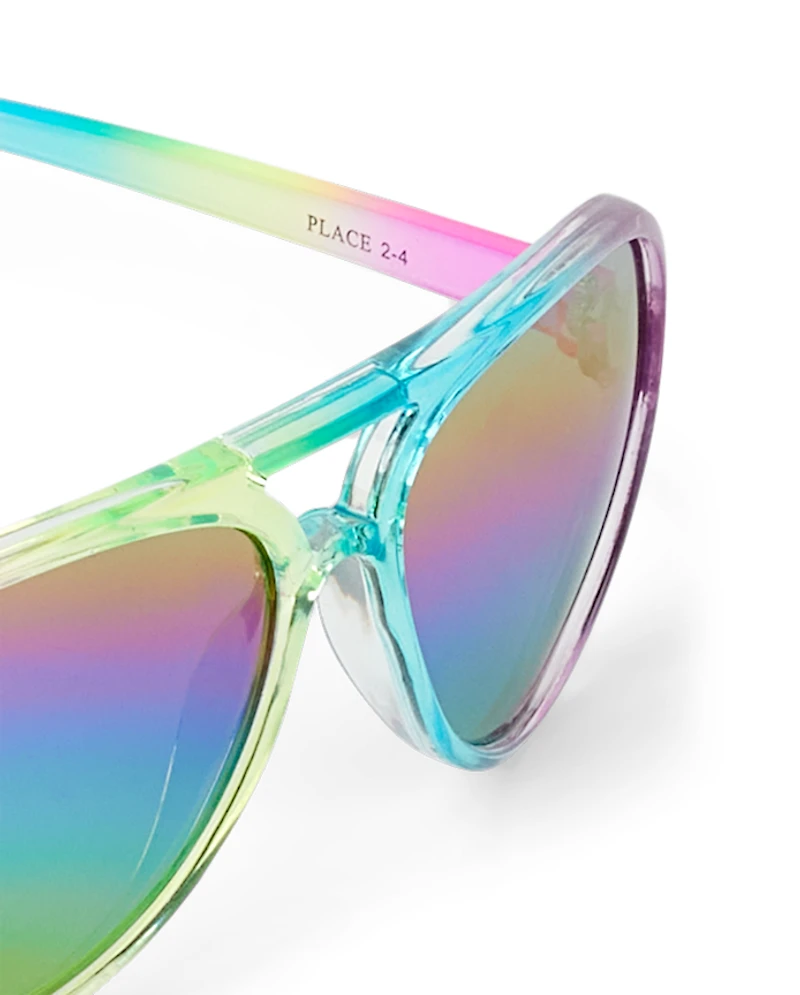 Toddler Girls Rainbow Tie Dye Aviator Sunglasses
