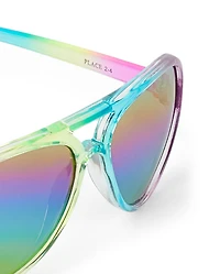 Toddler Girls Rainbow Tie Dye Aviator Sunglasses