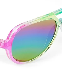 Toddler Girls Rainbow Tie Dye Aviator Sunglasses