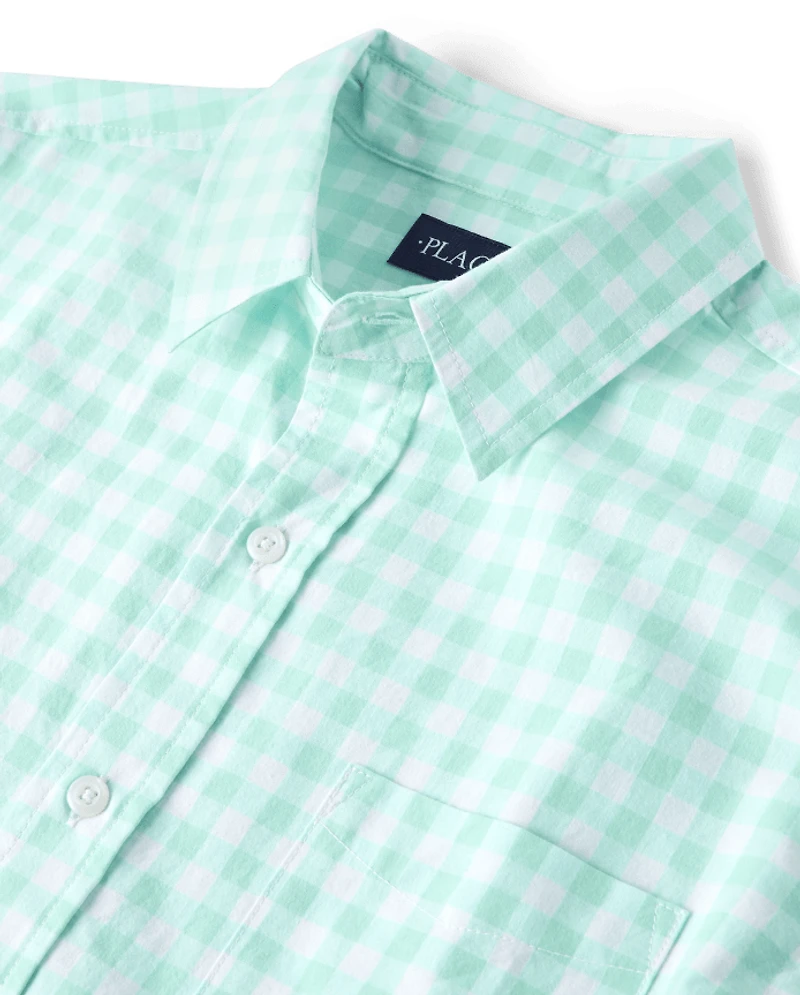 Mens Dad And Me Gingham Poplin Button Up Shirt