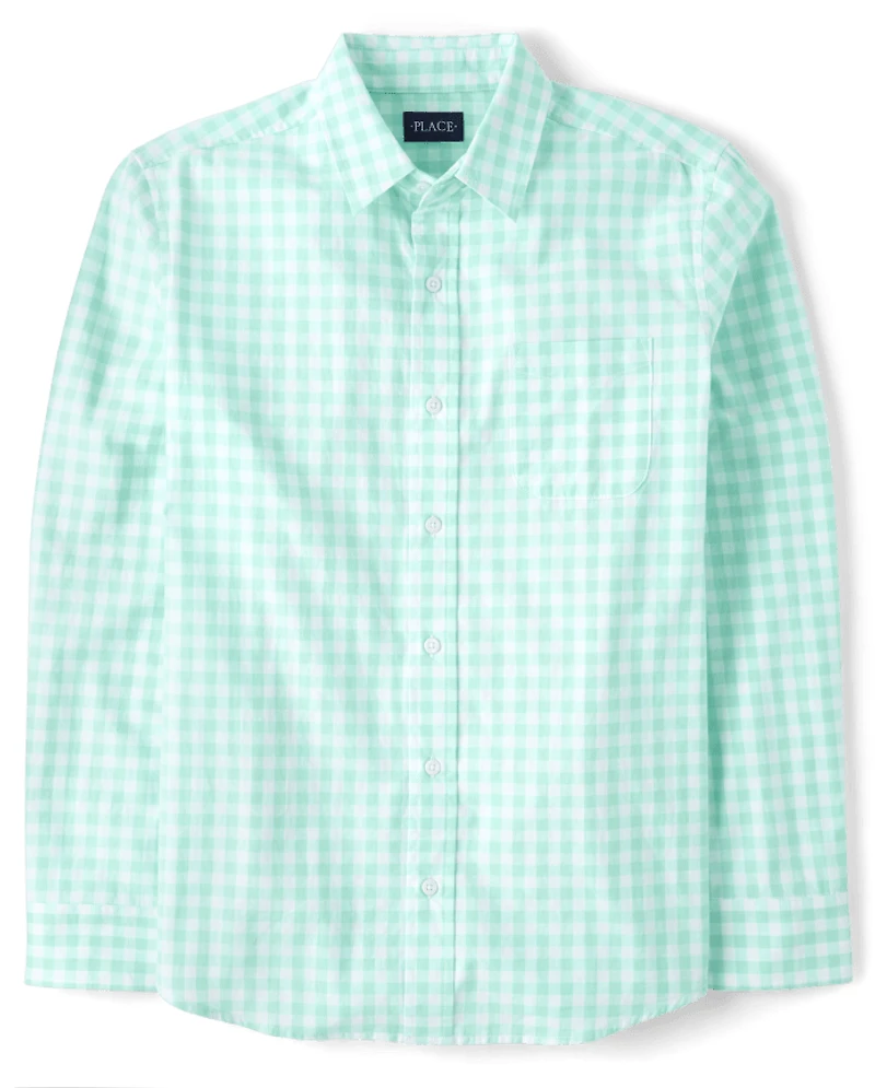 Mens Dad And Me Gingham Poplin Button Up Shirt