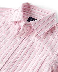 Boys Dad And Me Striped Poplin Button Up Shirt