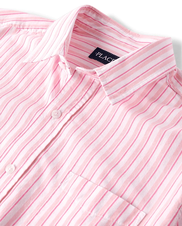 Mens Dad And Me Striped Poplin Button Up Shirt