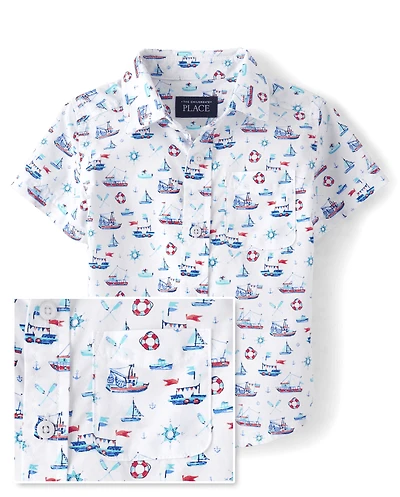 Baby And Toddler Boys Sailboat Poplin Button Up Shirt