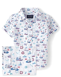 Baby And Toddler Boys Sailboat Poplin Button Up Shirt
