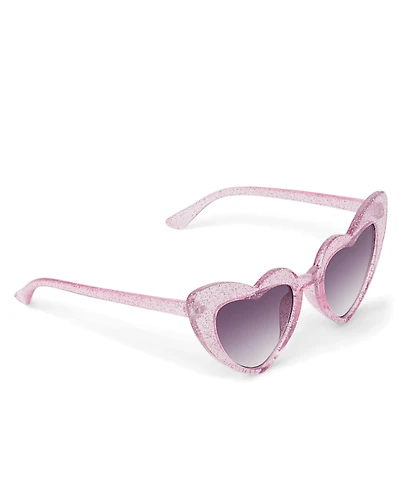 Toddler Girls Glitter Heart Sunglasses