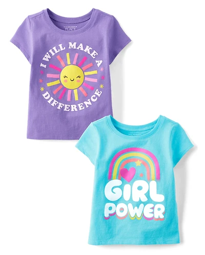 Baby And Toddler Girls Positivity Graphic Tee 2-Pack