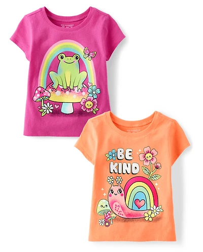 Baby And Toddler Girls Kindness Graphic Tee 2-Pack
