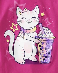 Girls Cat Frappe Graphic Tee