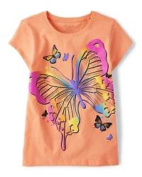 Girls Rainbow Butterfly Graphic Tee