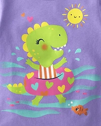 Baby And Toddler Girls Summer Graphic Tee 4-Pack