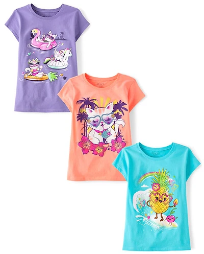 Girls Summer Graphic Tee 3-Pack