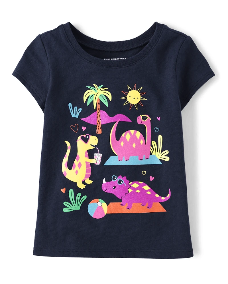 T-shirt à motif dinosaure pour bébés et petites filles