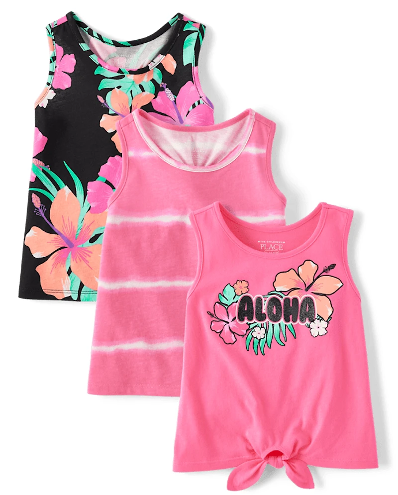Toddler Girls Aloha Tank Top 3-Pack