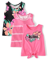 Toddler Girls Aloha Tank Top 3-Pack