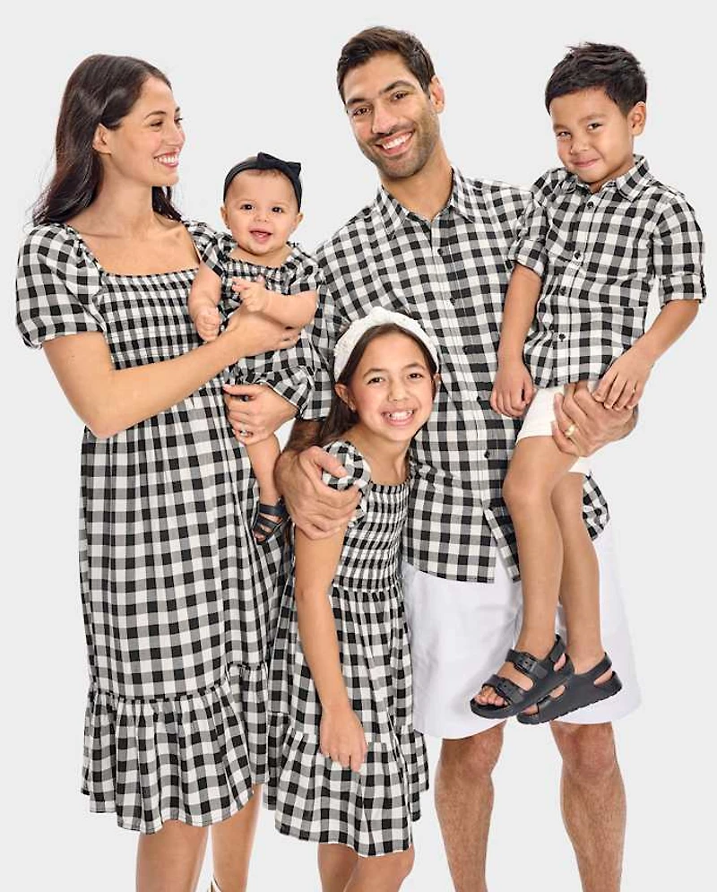 Mens Matching Family Gingham Poplin Button Up Shirt