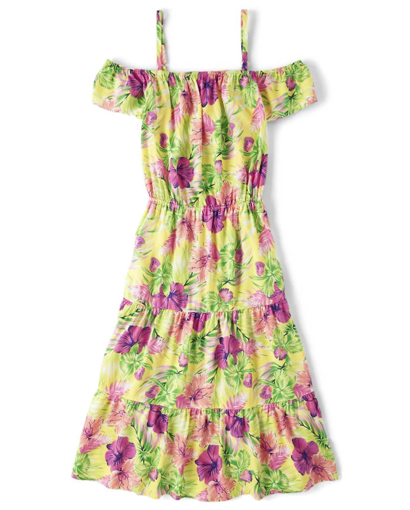 Womens Mommy And Me Tropical Midi Tiered Dress